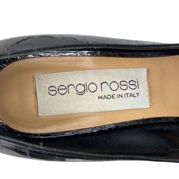 Sergio Rossi Grazie Sergio Sphere Embellished Pumps Black Croc Silver 40 - Picture 11 of 16